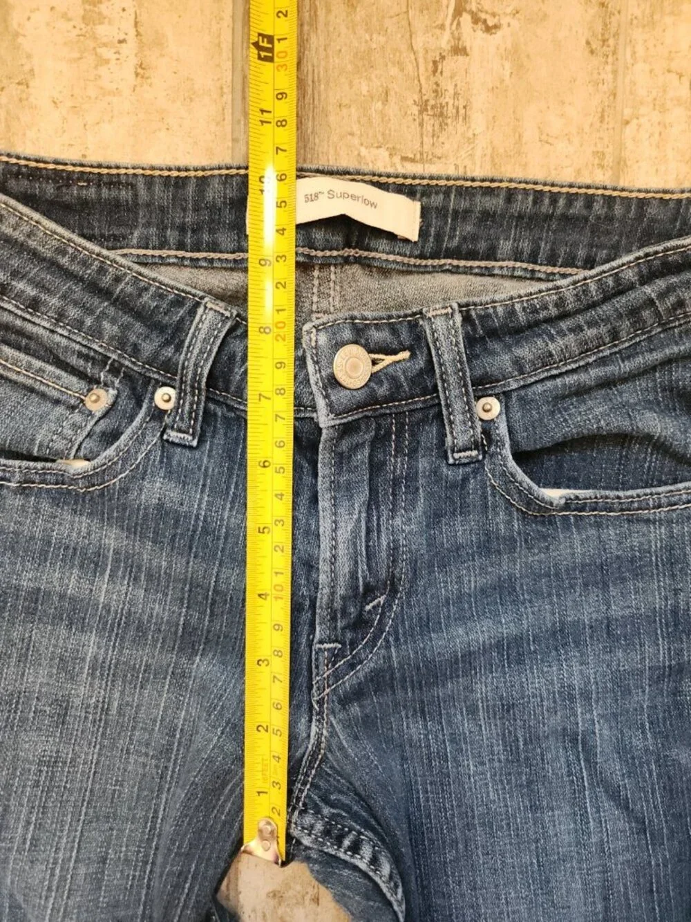 Vintage Levi 518 Superlow Boot Cut Jeans Womens 1 Juniors Blue Stretch Denim Y2K